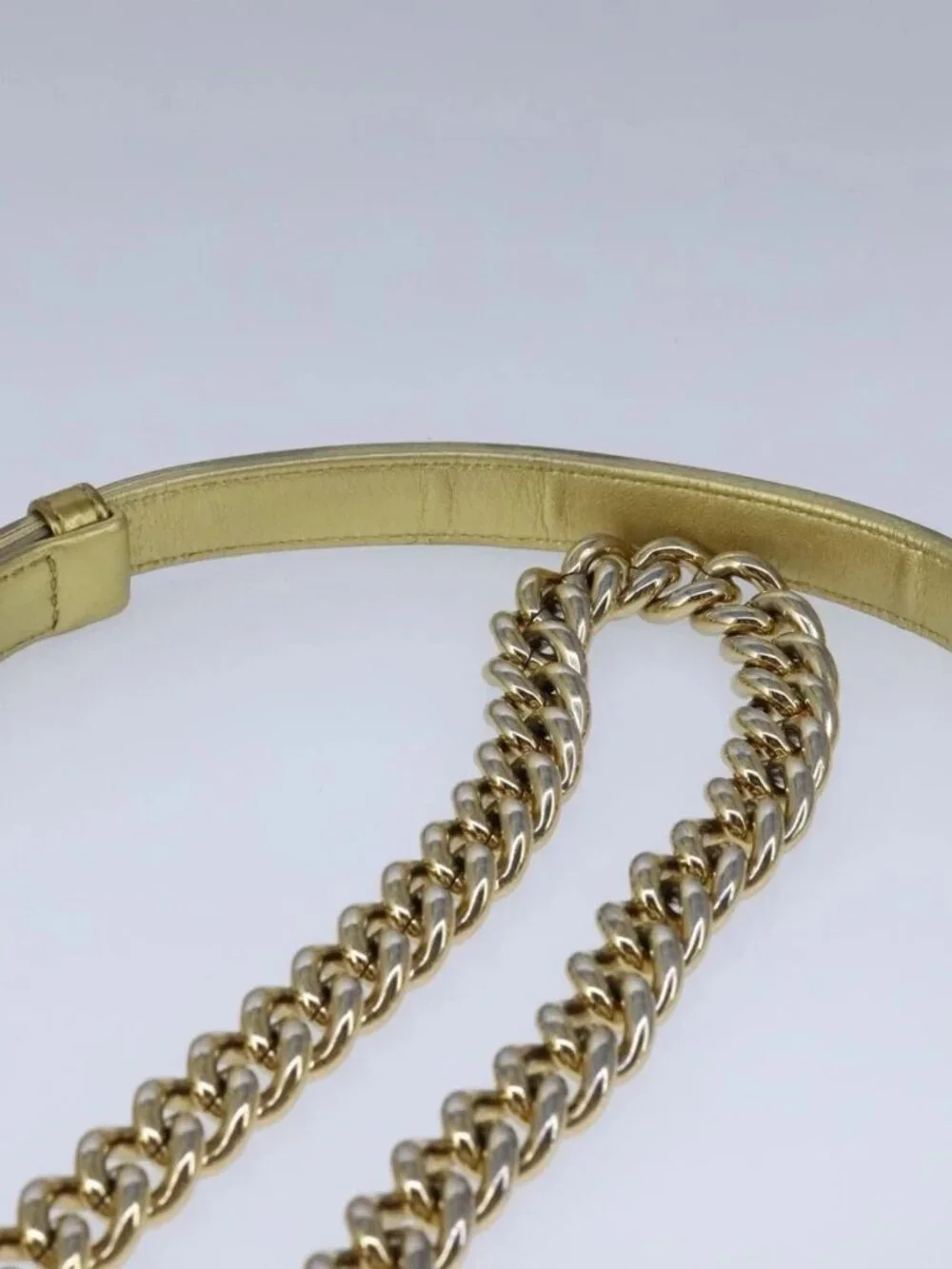 CHANEL Matelasse Chain Boy Chanel Shoulder Bag Patent Gold CC Auth 106721SAM